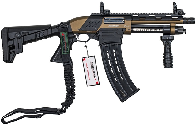 SPM-12 9″ Shorty 12ga 3″ magazine-fed pump action shotgun Bronze